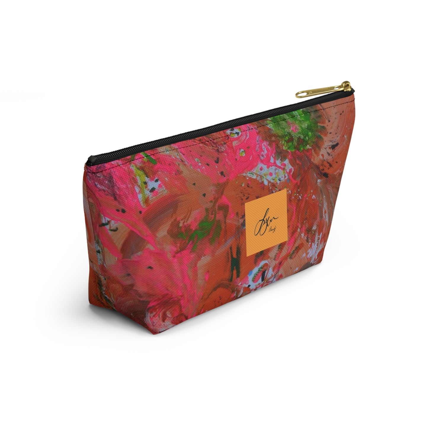 Floral Abstract Painting Accessory Pouch — Colorful Artist Print T-Bottom Cosmetic Bag