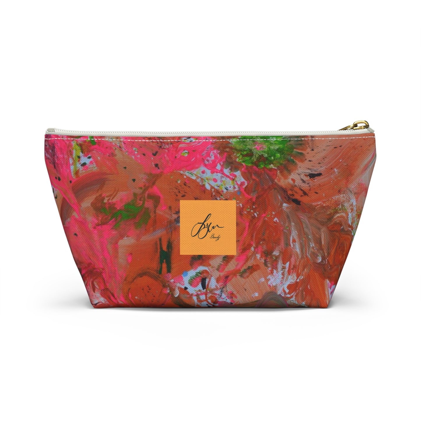 Floral Abstract Painting Accessory Pouch — Colorful Artist Print T-Bottom Cosmetic Bag