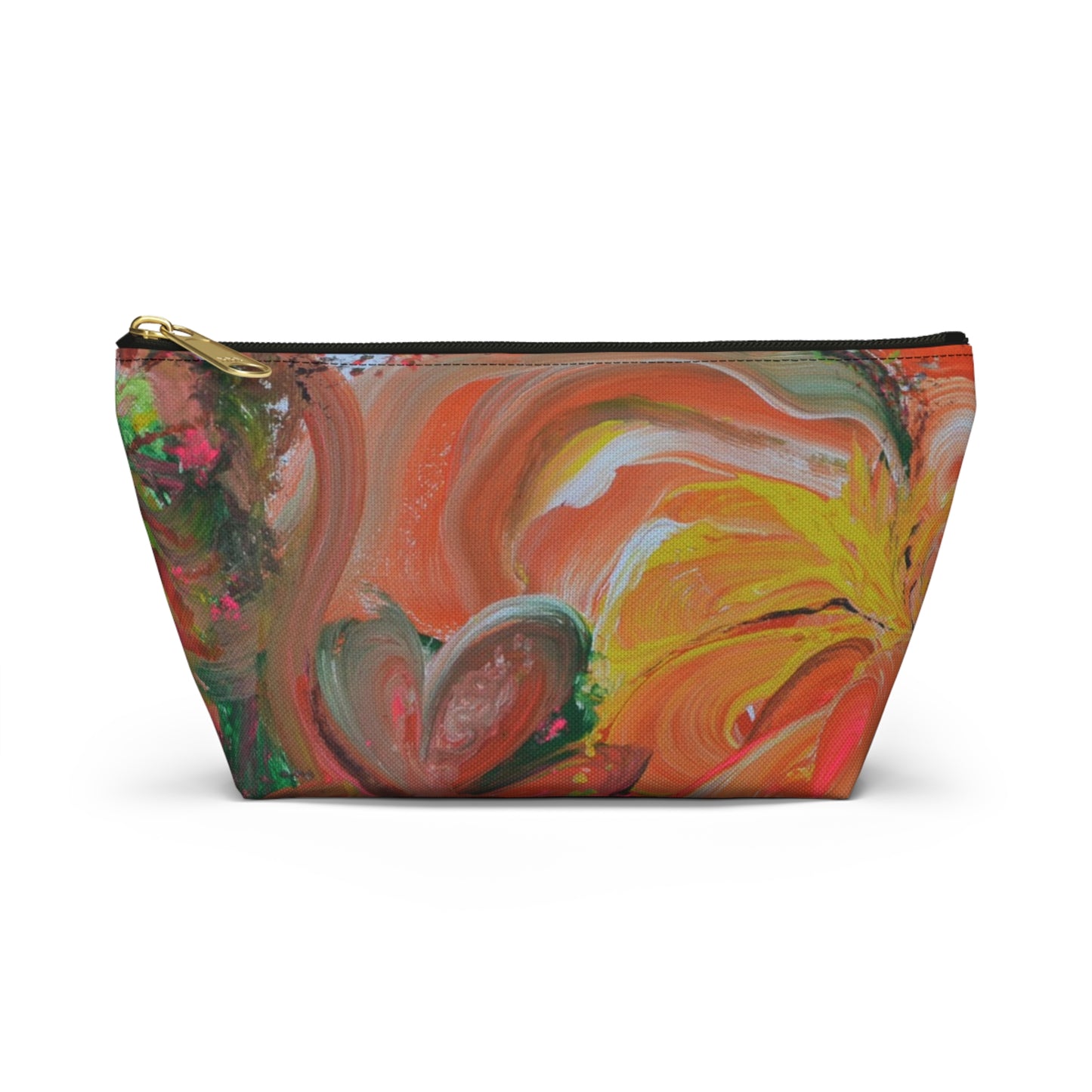 Floral Abstract Painting Accessory Pouch — Colorful Artist Print T-Bottom Cosmetic Bag