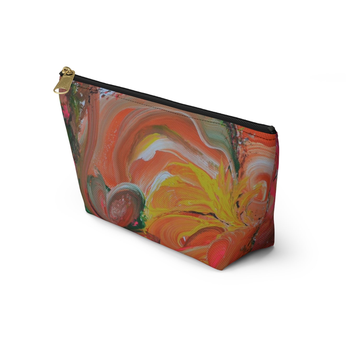 Floral Abstract Painting Accessory Pouch — Colorful Artist Print T-Bottom Cosmetic Bag