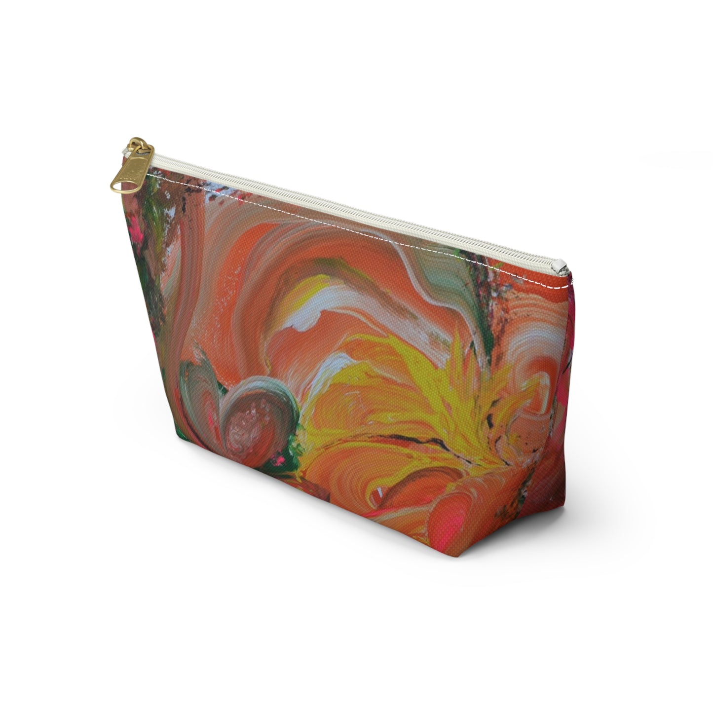 Floral Abstract Painting Accessory Pouch — Colorful Artist Print T-Bottom Cosmetic Bag