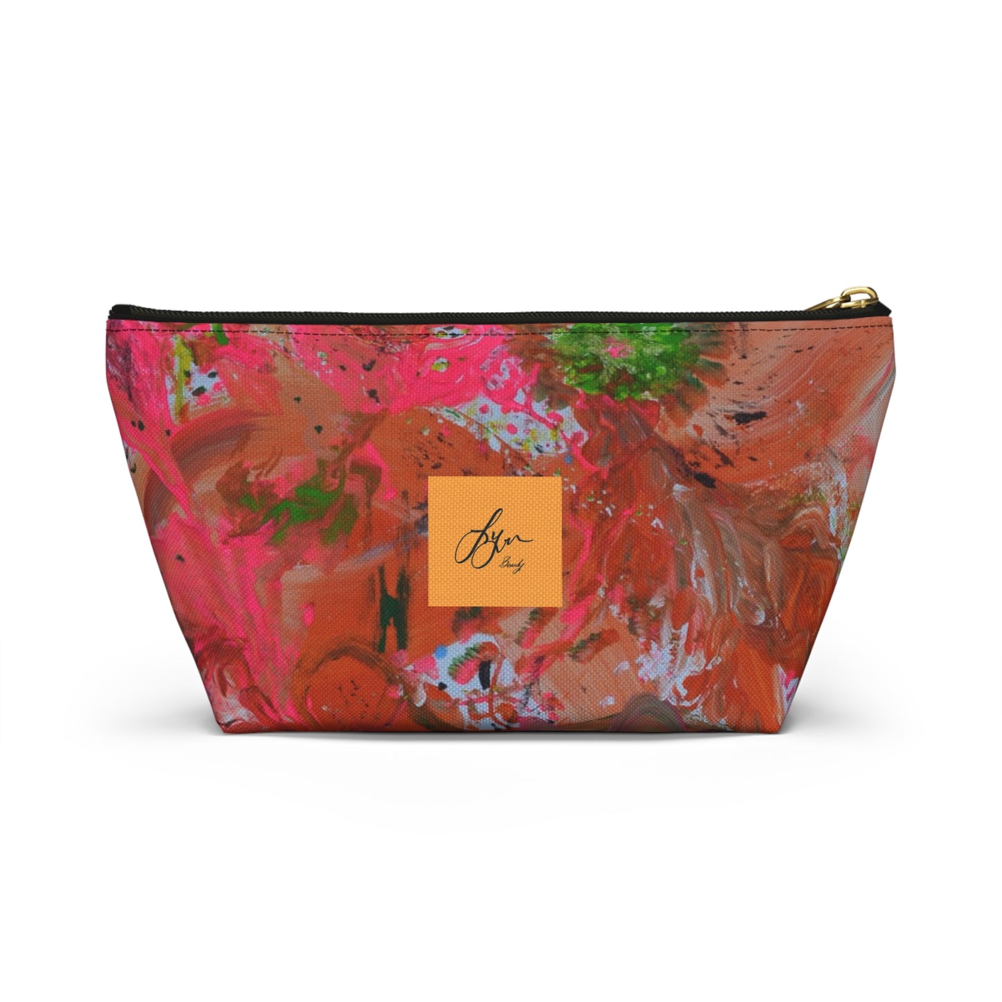 Floral Abstract Painting Accessory Pouch — Colorful Artist Print T-Bottom Cosmetic Bag