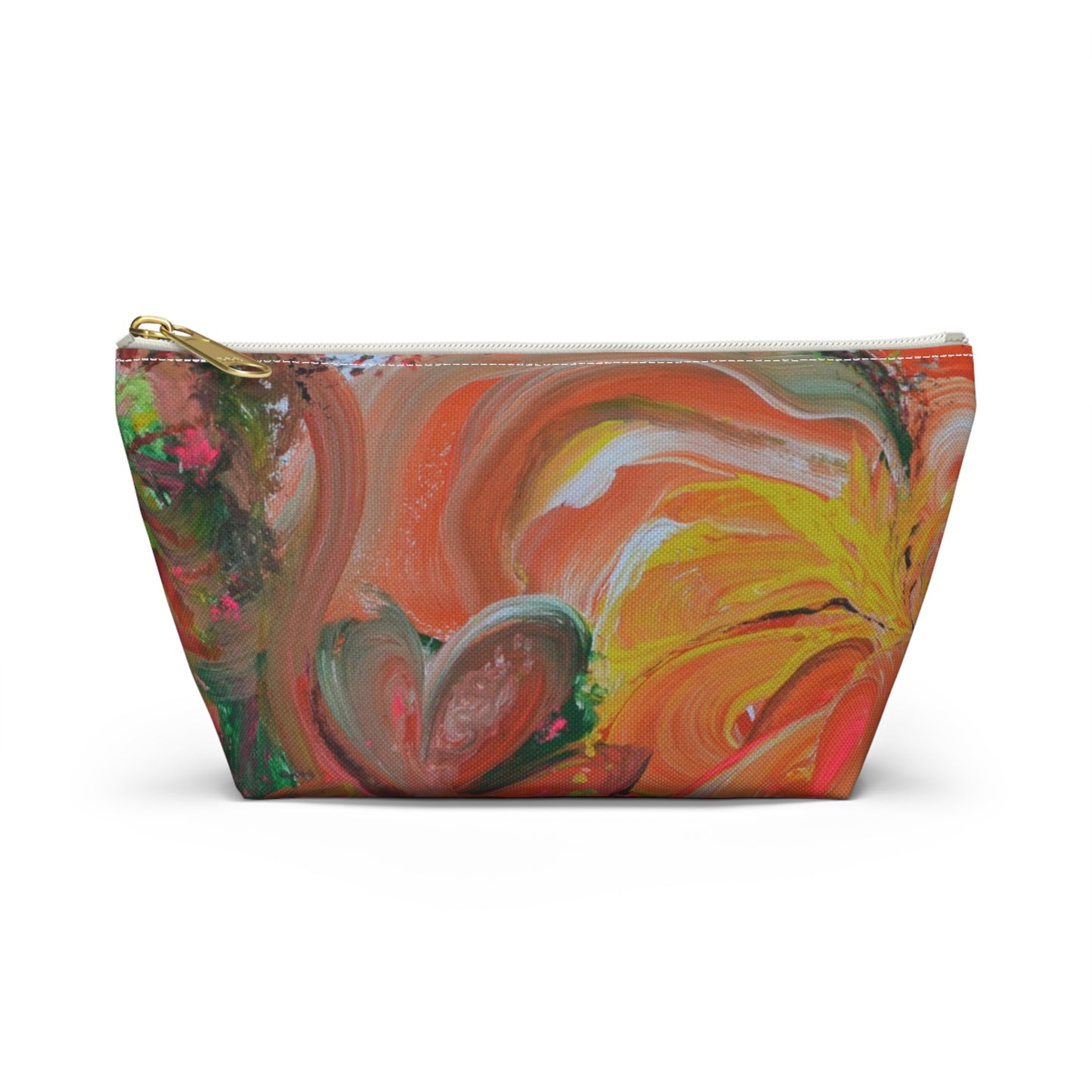 Floral Abstract Painting Accessory Pouch — Colorful Artist Print T-Bottom Cosmetic Bag