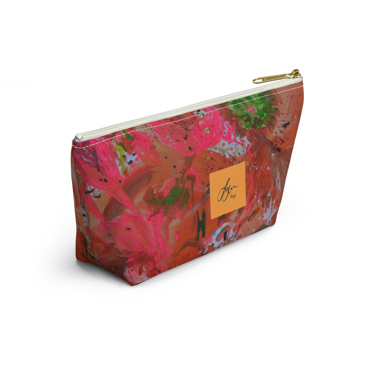 Floral Abstract Painting Accessory Pouch — Colorful Artist Print T-Bottom Cosmetic Bag